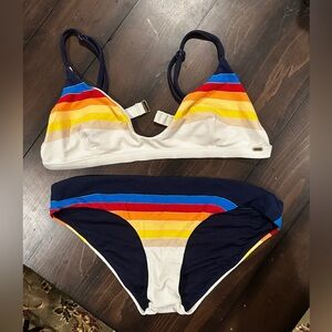 Colorful Striped Rip Curl Bikini Set